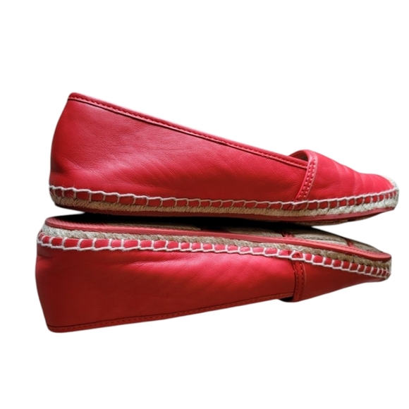 Coach Red Leather Espadrille Flats Casual Size 10B Summer Comfort - Picture 6 of 7